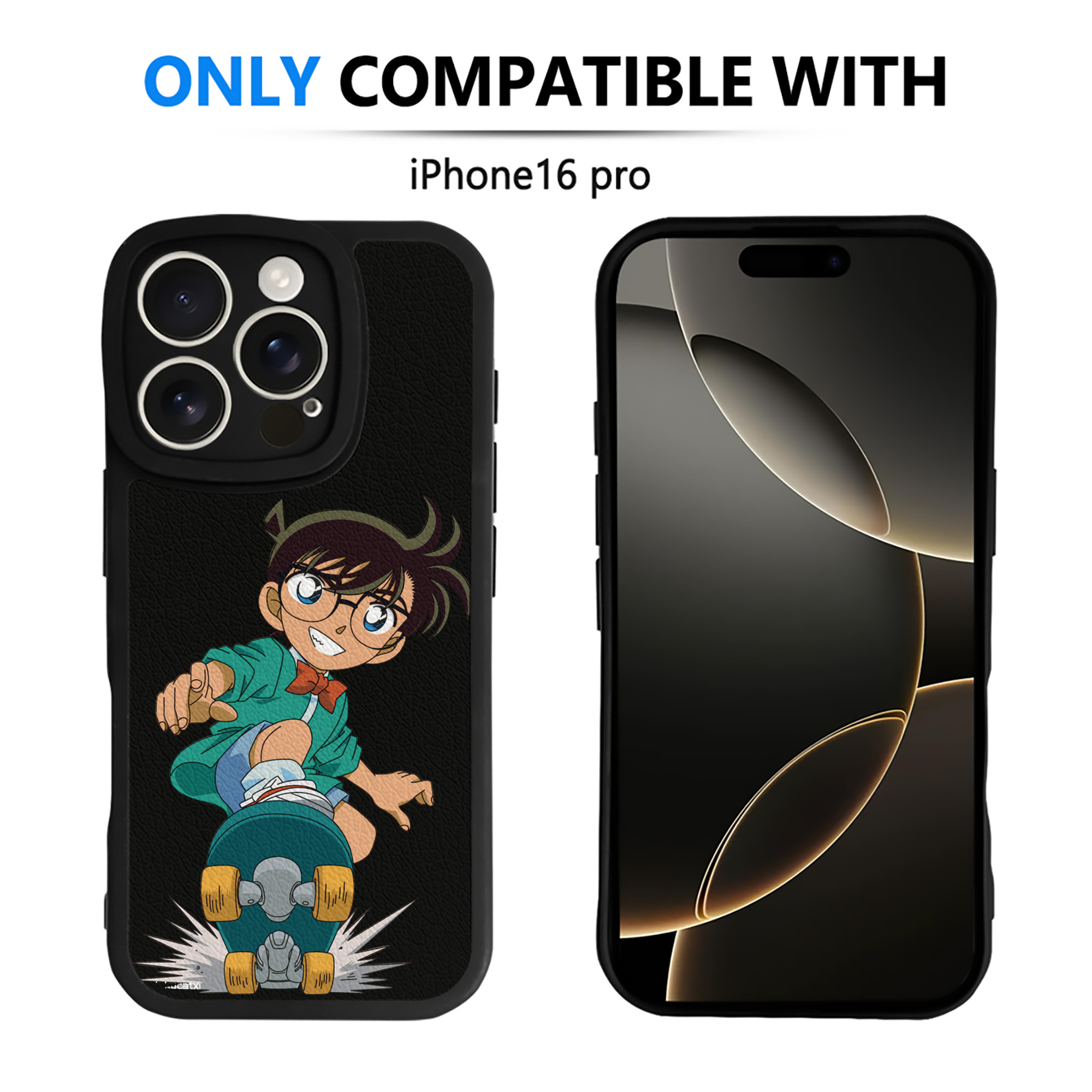 （画像用） 名探偵コナン 江戸川 コナン Detective Conan Conan Edogawa 【iPhone 16シリーズ対応】シリコンスマホケース（レザー調） 材質：シリコン